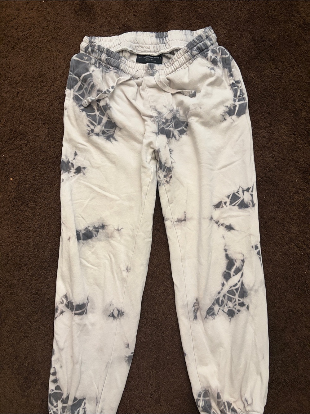 No Boundaries White & Gray Tie-Dye Joggers